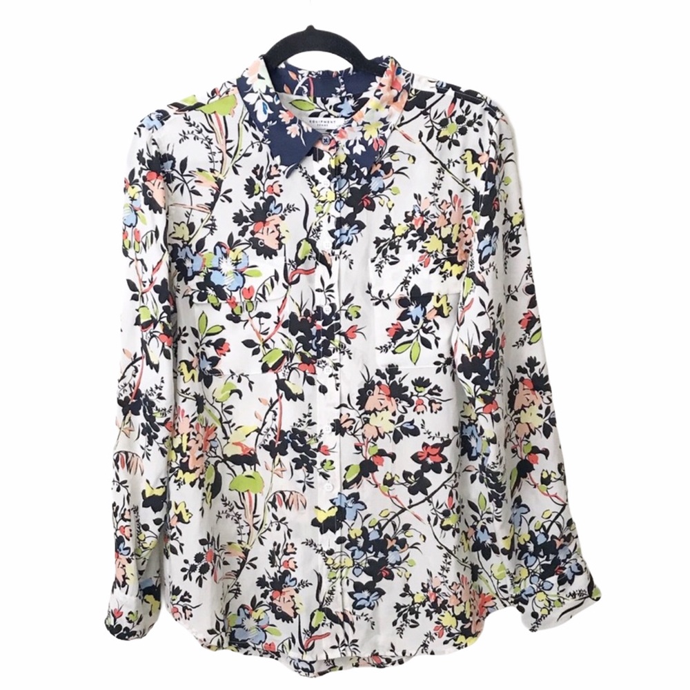 Equipment Floral Print Silk Blouse